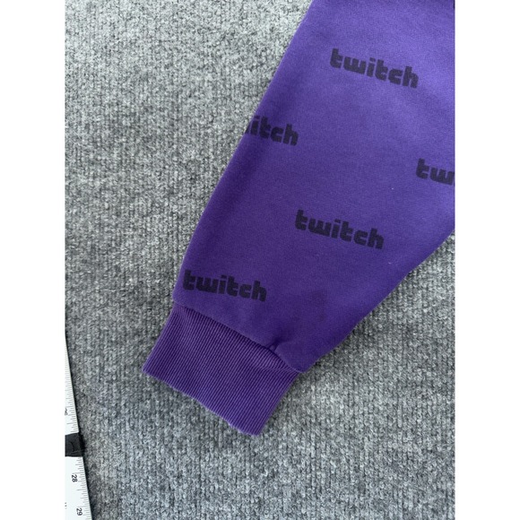 Twitch Allover Logo Purple Pullover Hoodie Size Large Streaming - Picture 7 of 8